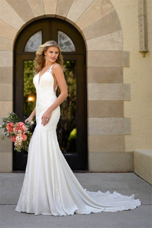 Taffeta and lace wedding dresses Stella York 7078