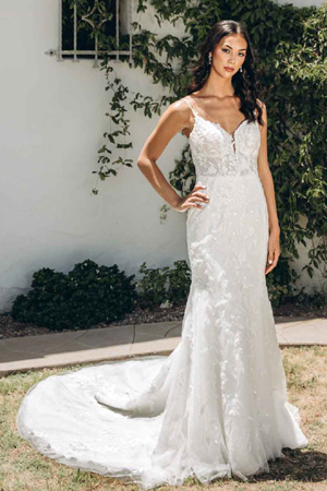 Taffeta and Lace Stella York Wedding Gown 8050