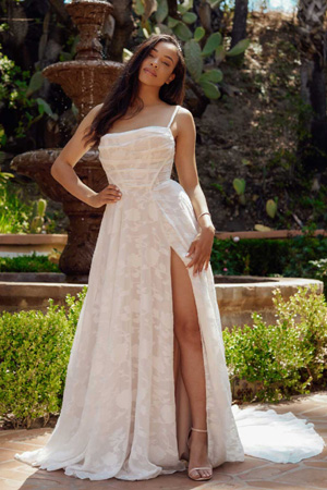 Taffeta and Lace Stella York Wedding Gown 8055