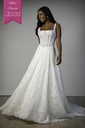 Taffeta and Lace Wedding Gowns Stella York 8344