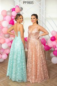 Taffeta and Lace Prom gowns 9805