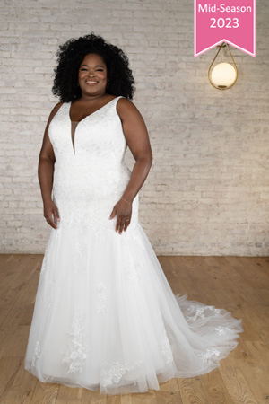 Taffeta and Lace Gloucester Plus Size Wedding Dress Stella York 7630+