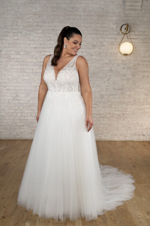 Taffeta and Lace Gloucester wedding dresses Stella York 7661+