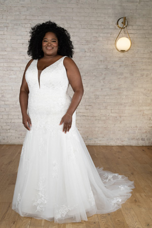 Taffeta and Lace Gloucester Plus Size Wedding Dress Stella York 7630+