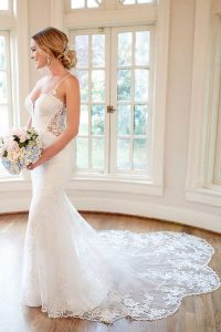 Taffeta and lace wedding dresses Stella York 6958