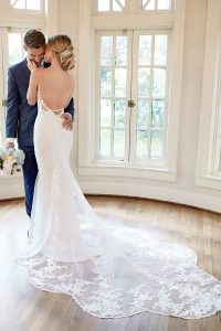 Taffeta and lace wedding dresses Stella York 6958