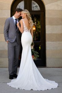 Taffeta and lace wedding dresses Stella York 7078