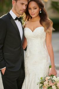 Taffeta and lace wedding dresses Stella York 7120