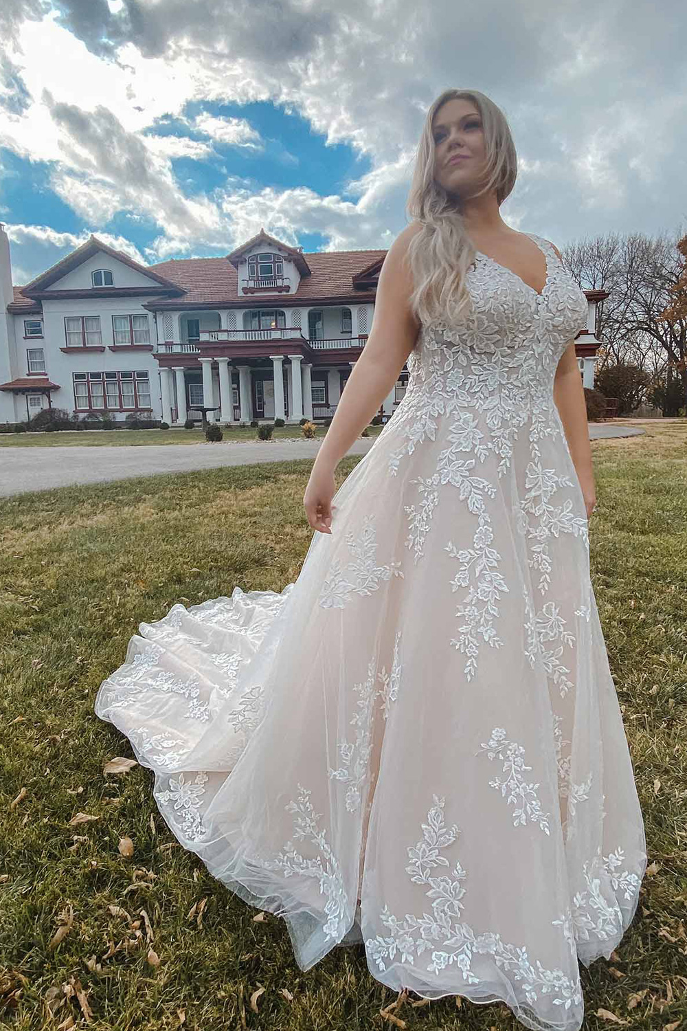 Stella York 7169+ Romantic lace plus size wedding dress Taffeta & Lace