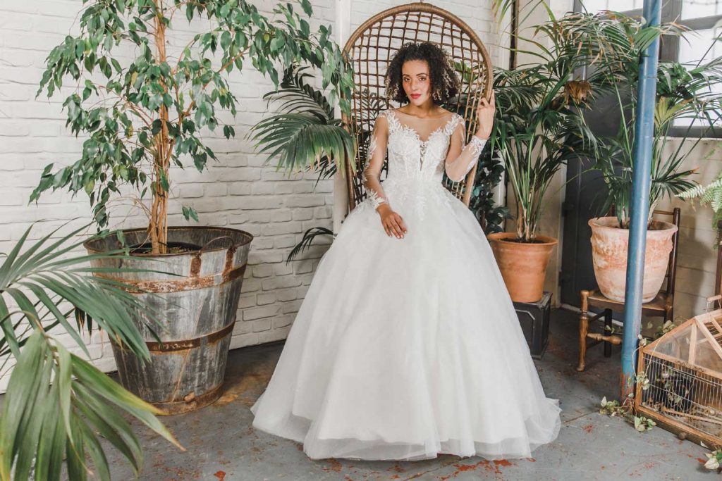 Taffeta and lace wedding gowns Gloucester House of Nicholas 2725-1