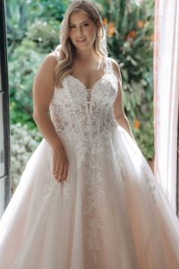 Taffeta and Lace Gloucester Wedding Gowns Stella York 8314