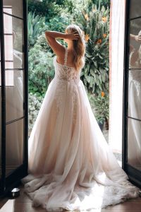 Taffeta and Lace Gloucester Wedding Gowns Stella York 8314
