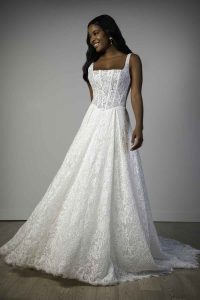 Taffeta and Lace Wedding Gowns Stella York 8344